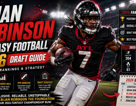 Bijan Robinson running with the football for the Atlanta Falcons