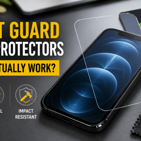 Gadget guard tempered glass screen protector on a smartphone