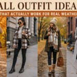 Woman wearing a layered fall outfit idea with cardigan, jeans, and ankle boots