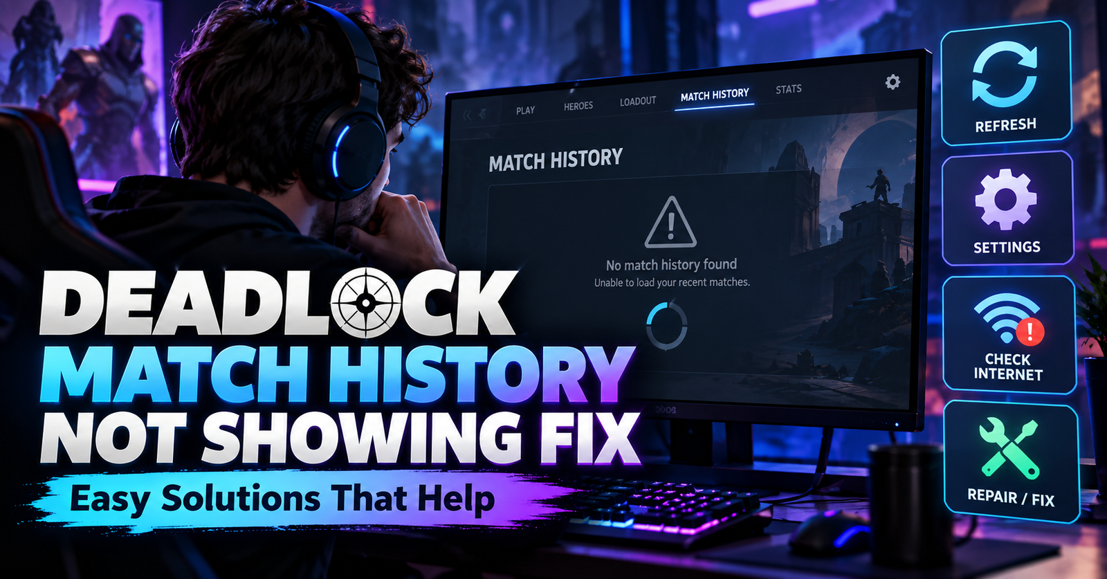 Deadlock match history not showing fix with easy solutions for missing matches, blank history and loading errors.