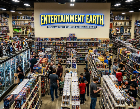 Entertainment Earth online store featuring action figures, Funko Pop collectibles, Star Wars toys, Marvel figures and exclusive merchandise.