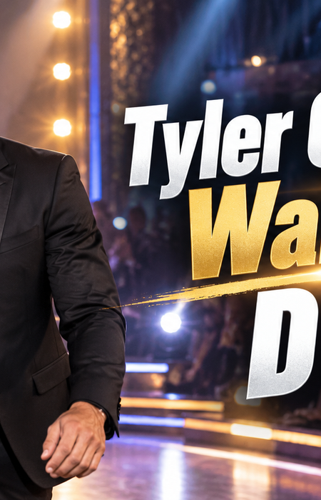 Tyler Cameron walks off DWTS dance floor in a dramatic moment under bright studio lights.