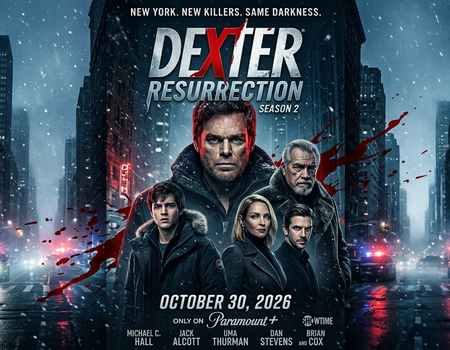 Dexter Resurrection Season 2 featuring Michael C. Hall as Dexter Morgan, returning to New York for new serial killer threats.