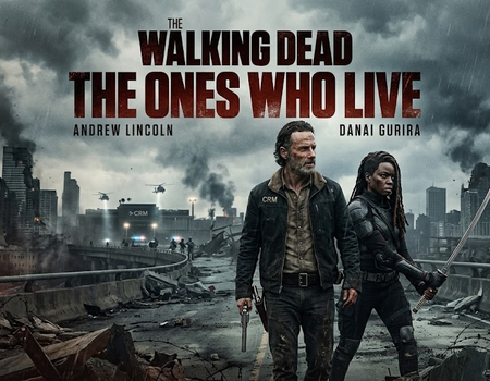 The Walking Dead: The Ones Who Live featuring Rick Grimes and Michonne in a post-apocalyptic world